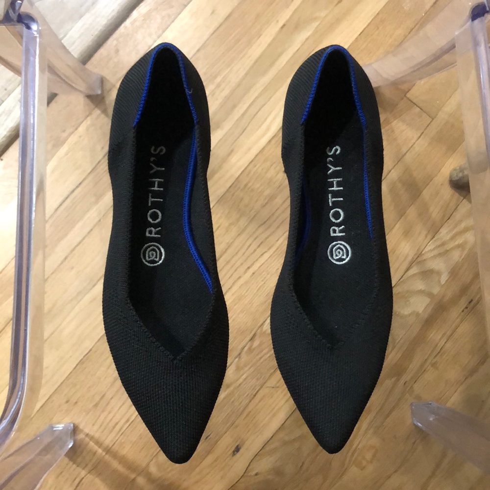 Rothys pointed black flats